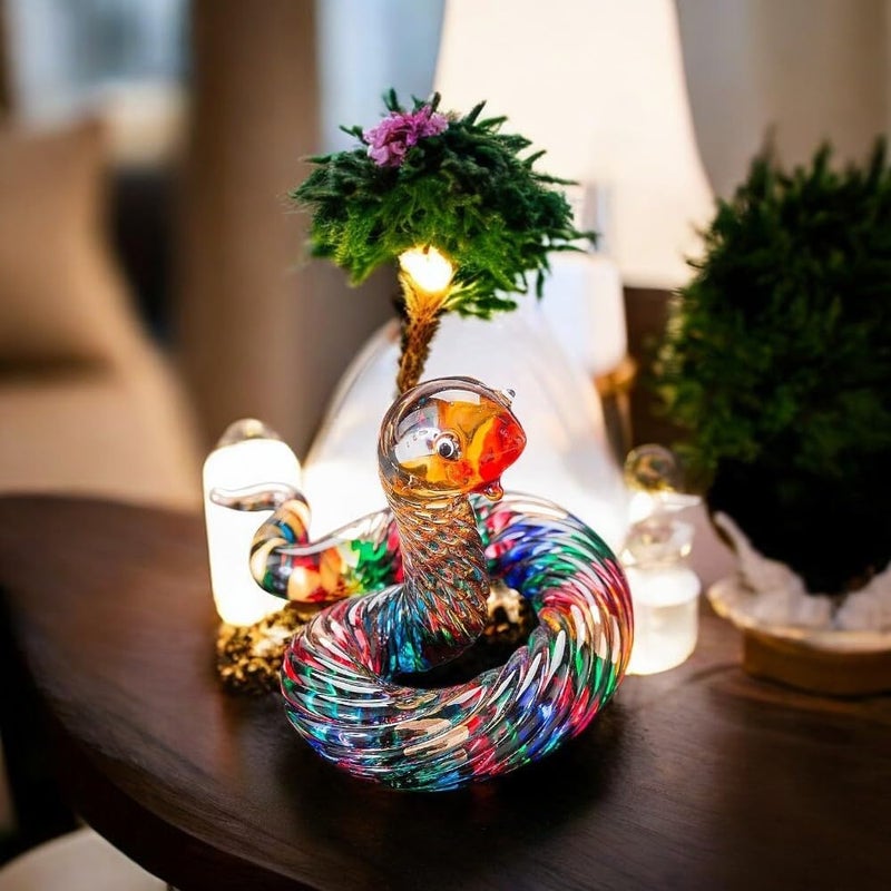 WitnyStore 2Â¼" Rainbow Twist Lift Head Hognose Snake Artistic Blown Glass Figurine Hand-Blown Statue Tabletop Decoration Unique Collectible for Adult Collectors Handcrafted Elegant Home Room Decor - Image 4